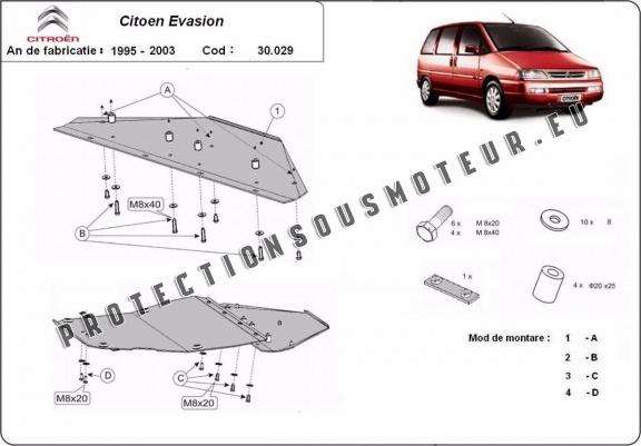 Cache sous moteur et de la boîte de vitesse Citroen Evaeton