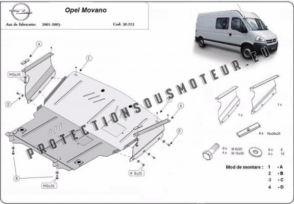 Cache sous moteur et de la boîte de vitesse Opel Movano A 