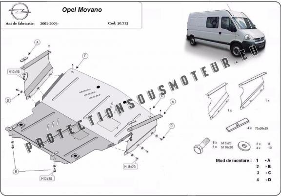 Cache sous moteur et de la boîte de vitesse Opel Movano