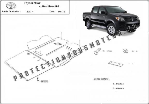 Cache de protection de la boîte de vitesse et de la différentiel Toyota Hilux