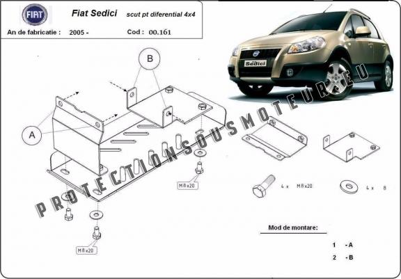 Cache de protection du différentiel Fiat Sedici