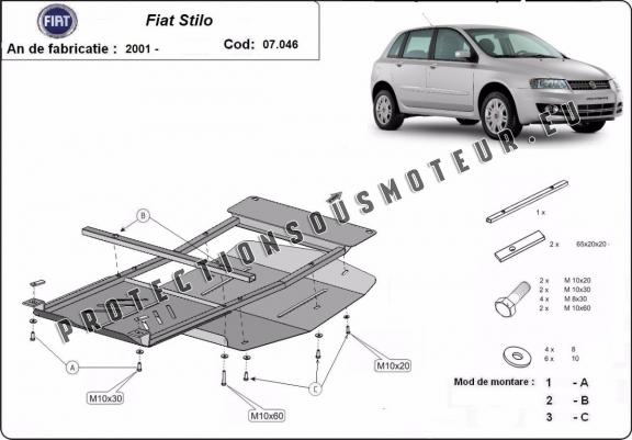 Cache sous moteur et de la boîte de vitesse Fiat Stilo