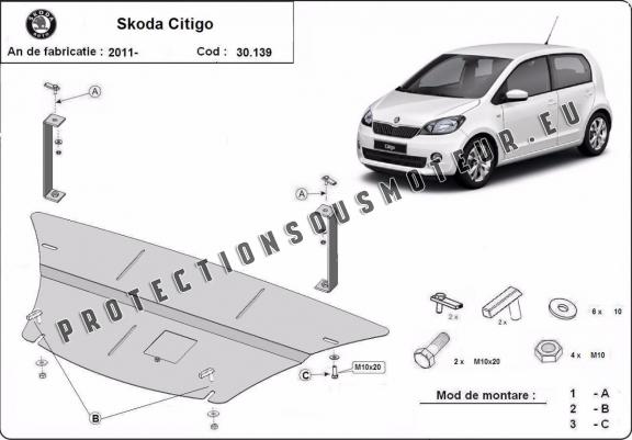 Cache sous moteur et de la boîte de vitesse Skoda Citigo