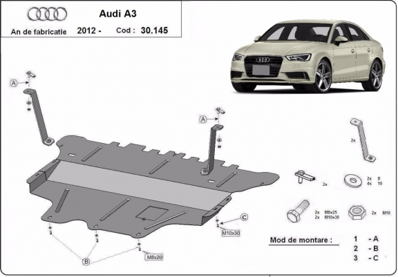Cache sous moteur et de la boîte de vitesse Audi A3 (8V)