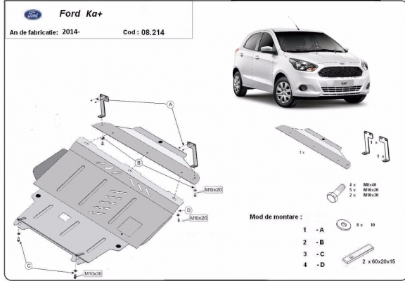 Cache sous moteur et de la boîte de vitesse Ford KA