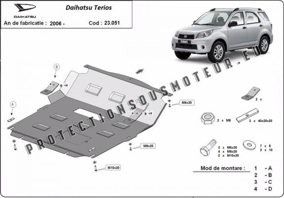 Cache sous moteur et de la radiateur Daihatsu Terios