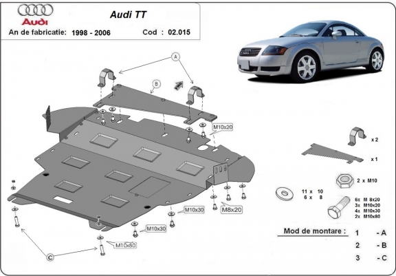Cache sous moteur et de la boîte de vitesse Audi TT