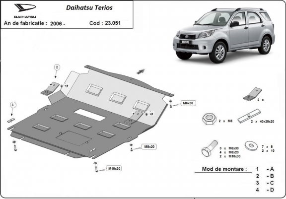 Cache sous moteur et de la radiateur Daihatsu Terios