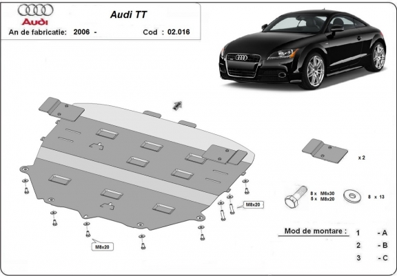 Cache sous moteur et de la boîte de vitesse Audi TT