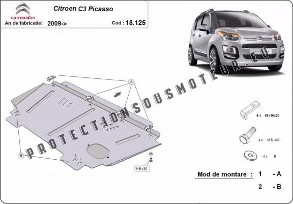 Cache sous moteur et de la boîte de vitesse Citroen C3 Picasso