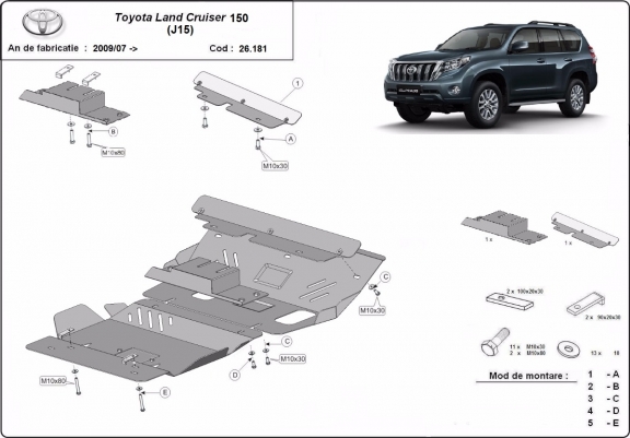 Cache sous moteur et de la radiateur Toyota Land Cruiser 150