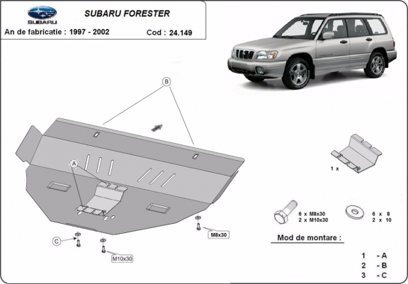 Cache sous moteur et de la boîte de vitesse Subaru Forester 1