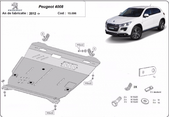 Cache sous moteur et de la boîte de vitesse Peugeot 4008