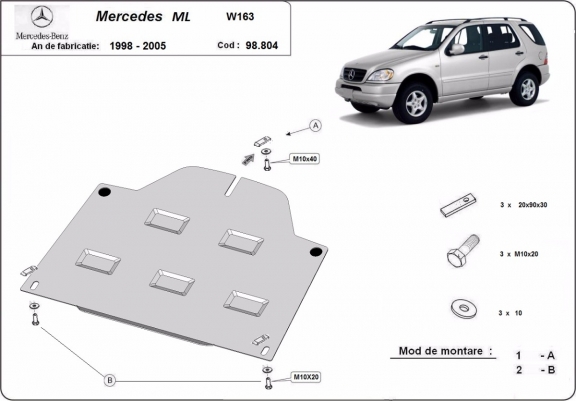 Cache de protection du différentiel - RWD Mercedes ML W163