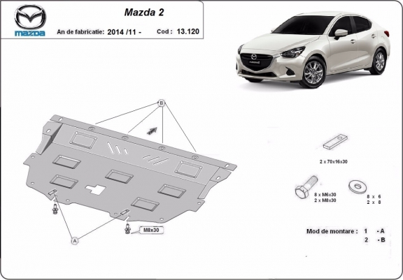 Cache sous moteur et de la boîte de vitesse Mazda 2