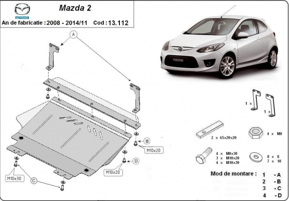 Cache sous moteur et de la boîte de vitesse Mazda 2