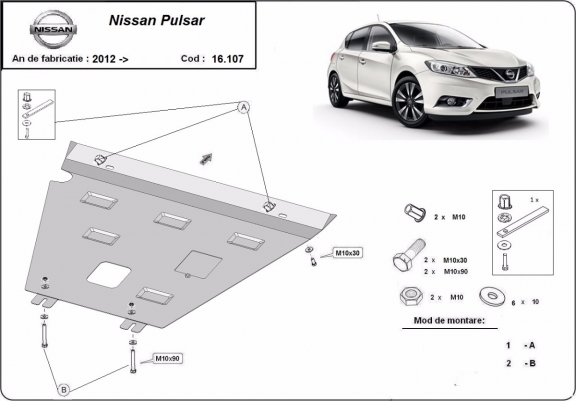 Cache sous moteur et de la boîte de vitesse Nissan Pulsar