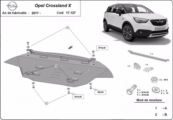 Cache sous moteur et de la boîte de vitesse Opel Crossland X