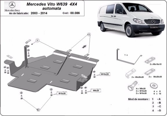 Cache de protection de la boîte de vitesse Mercedes Vito W639 - 4x4