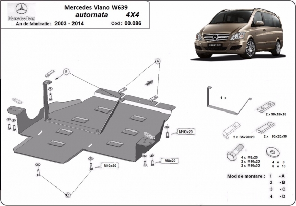 Cache de protection de la boîte de vitesse Mercedes Viano W639 - 4x4