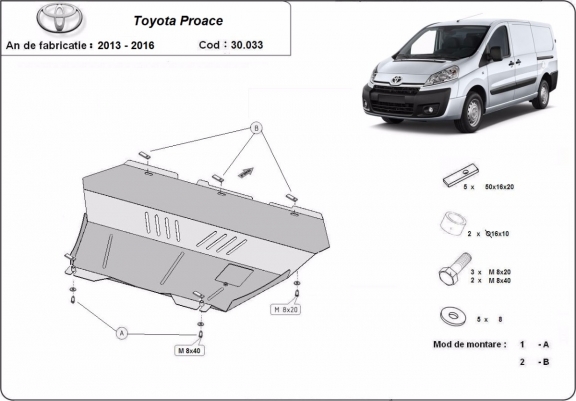 Cache sous moteur et de la boîte de vitesse Toyota Proace