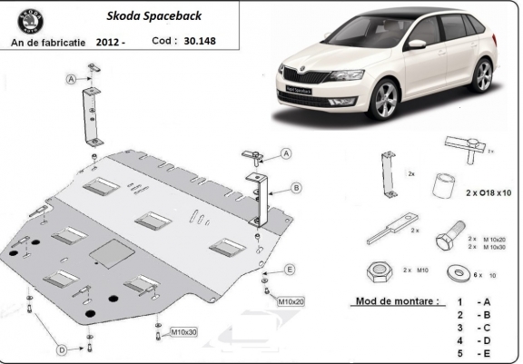 Cache sous moteur et de la boîte de vitesse Skoda Spaceback