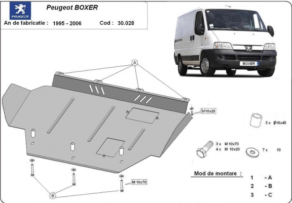 Cache sous moteur et de la boîte de vitesse Peugeot Boxer