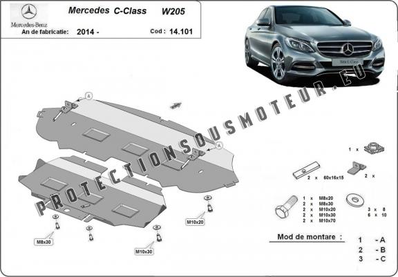 Cache sous moteur et de la radiateur Mercedes C-Class W205