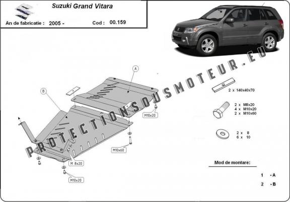 Cache de protection de la boîte de vitesse et de transfert Suzuki Grand Vitara 2
