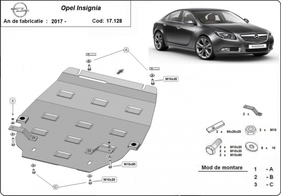 Cache sous moteur et de la boîte de vitesse Opel Insignia