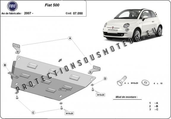 Cache sous moteur et de la boîte de vitesse Fiat 500