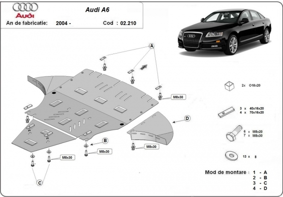 Cache sous moteur et de la boîte de vitesse Audi A6 avec laterale