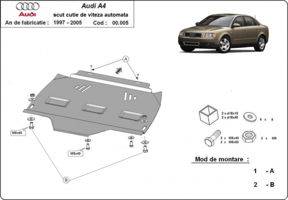 Cache de protection de la boîte de vitesse Audi A4 B6 - Automatique