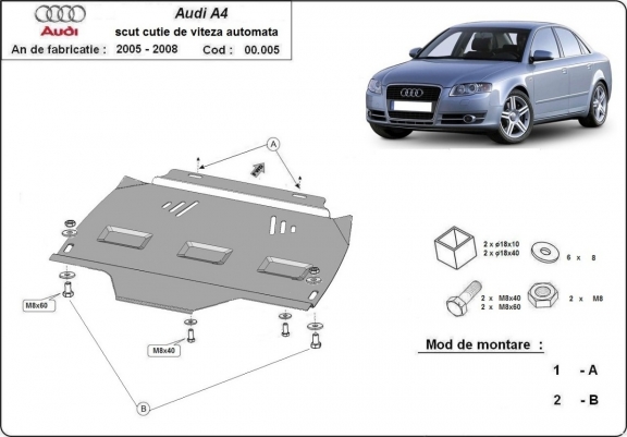 Cache de protection de la boîte de vitesse Audi A4 B7 - Automatique