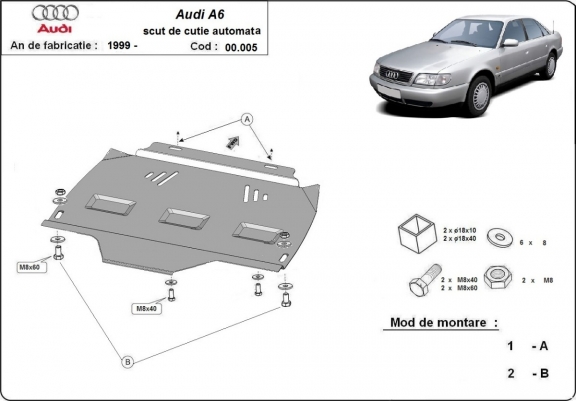 Cache de protection de la boîte de vitesse Audi A6 - automatique