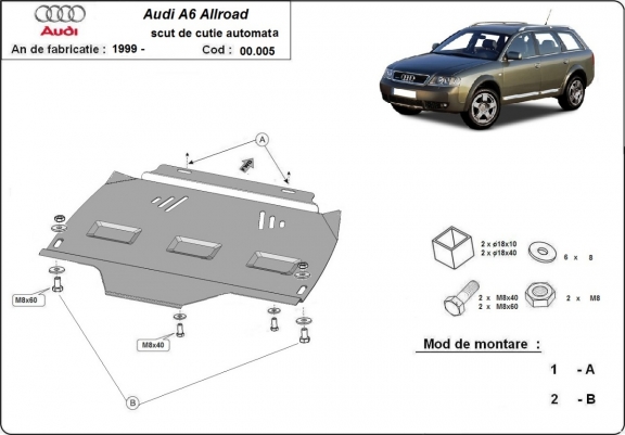 Cache de protection de la boîte de vitesse Audi Allroad - automatique A6