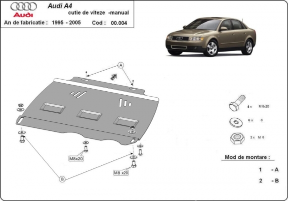 Cache de protection de la boîte de vitesse Audi A4 B6 - manuelle