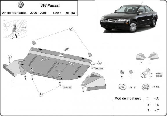 Cache sous moteur et de la radiateur VW Passat B5.5