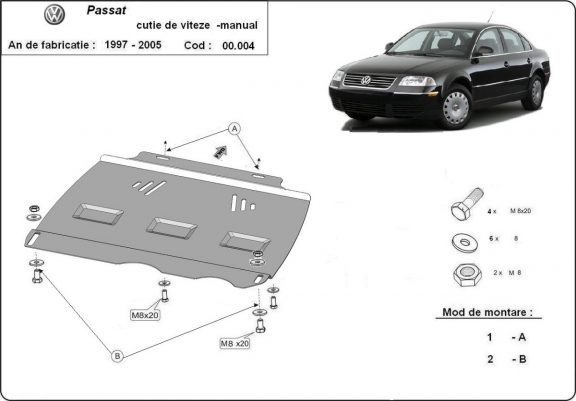 Cache de protection de la boîte de vitesse VW Passat B5, B5.5 - manuelle