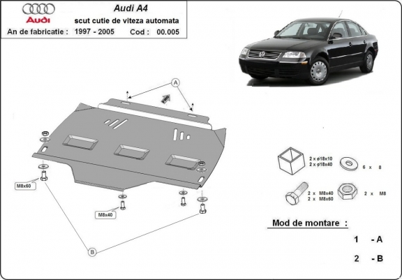 Cache de protection de la boîte de vitesse VW Passat  B5, B5.5- automatique