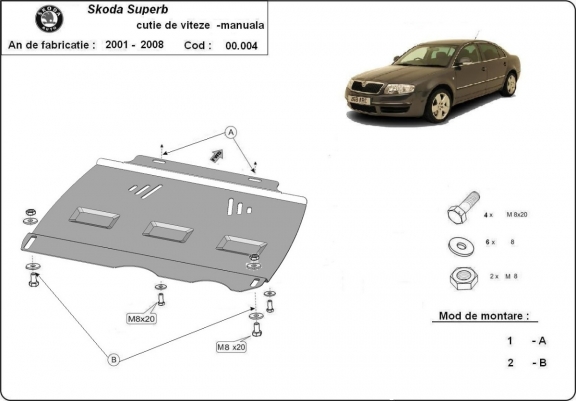 Cache de protection de la boîte de vitesse Skoda Superb - manuelle