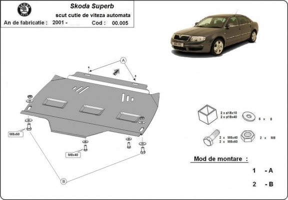 Cache de protection de la boîte de vitesse Skoda Superb - automatique