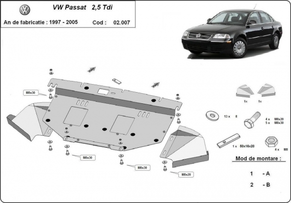 Cache sous moteur et de la radiateur VW Passat B5, B5.5