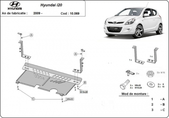 Cache sous moteur et de la boîte de vitesse Hyundai i 20