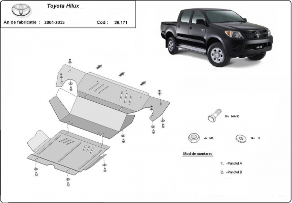 Cache sous moteur et de la radiateur Toyota Hilux