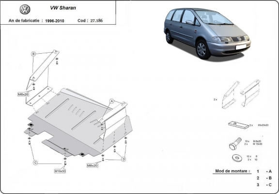 Cache sous moteur et de la boîte de vitesse Volkswagen Sharan