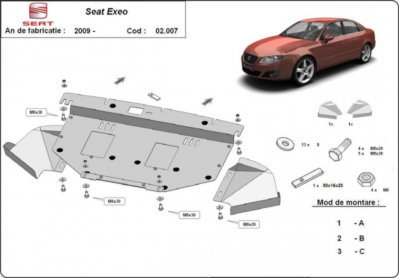 Cache sous moteur et de la radiateur Seat Exeo