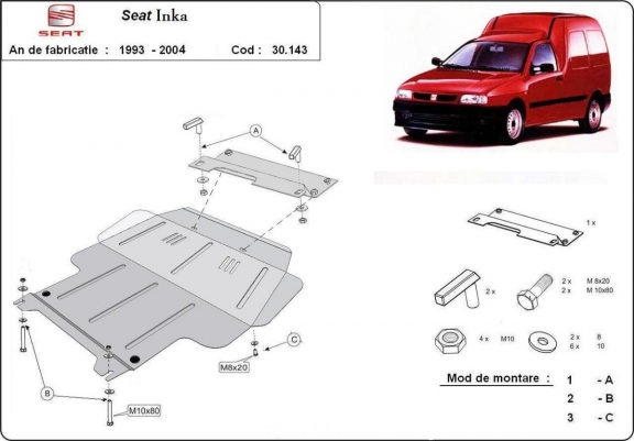 Cache sous moteur et de la boîte de vitesse Seat Inca
