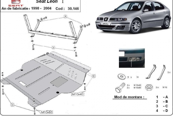 Cache sous moteur et de la boîte de vitesse Seat Leon Mk1