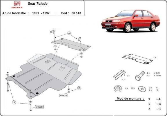 Cache sous moteur et de la boîte de vitesse Seat Toledo 1